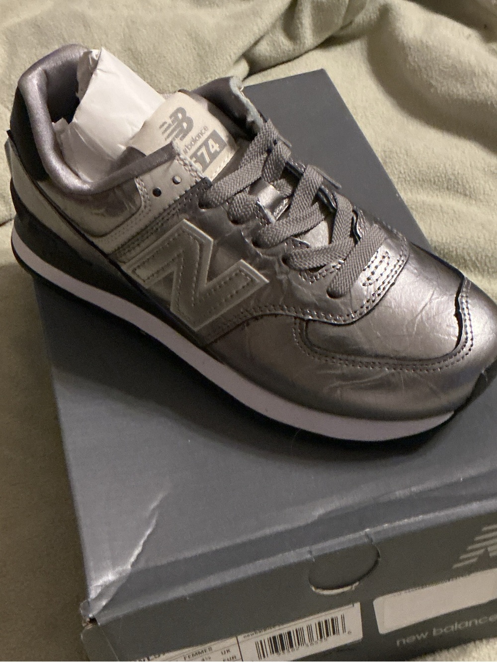 New Balance Women's Metallic Gray 574 Classic Sneaker